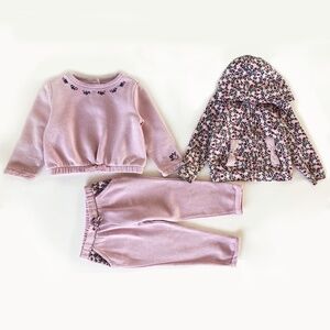 Sergent Major Baby Girl's Floral Jacket, Pullover & Joggers Set Of 3